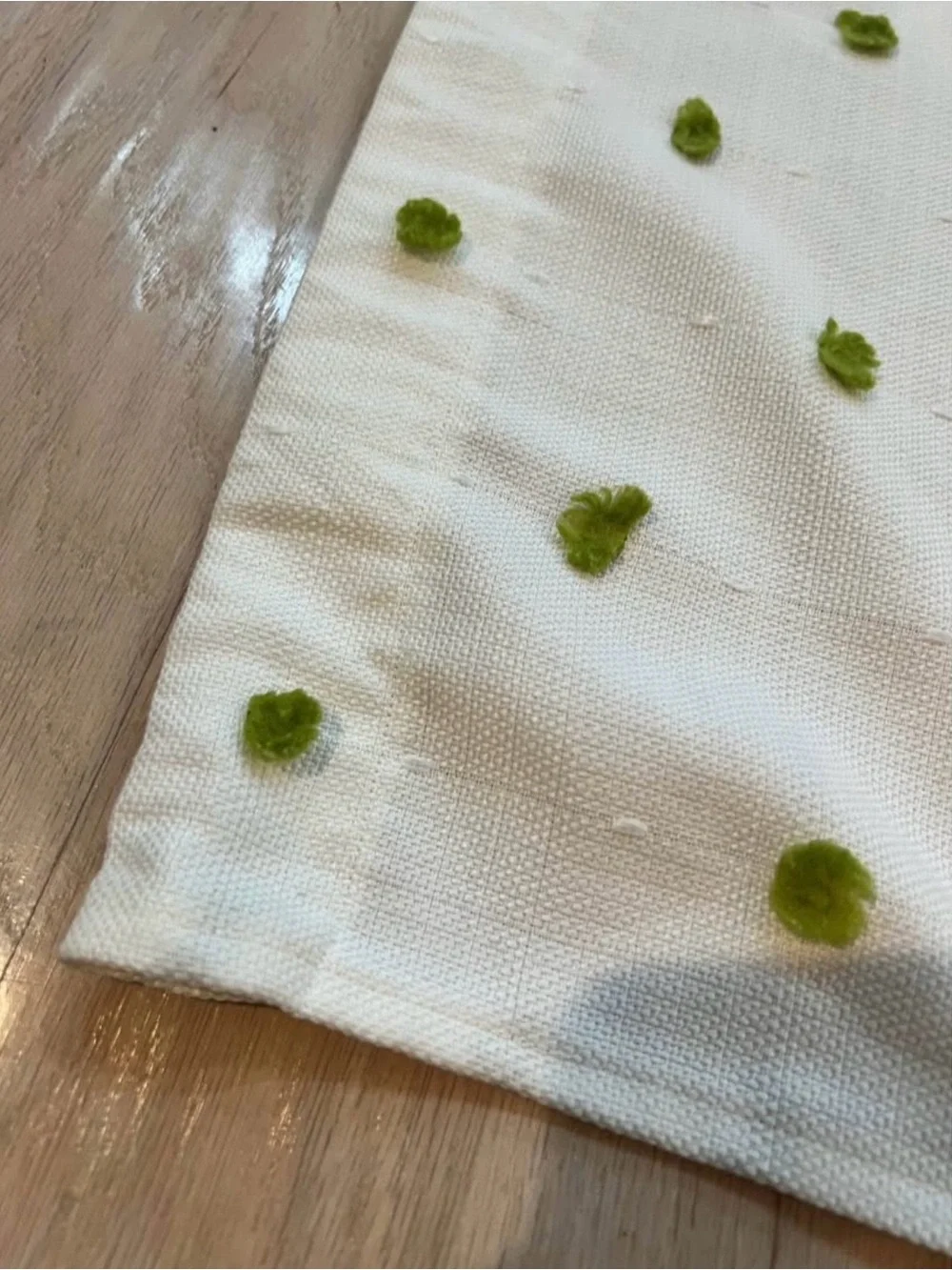 Set of 2 curtain  white with Lime Pom Pom Polka Dots